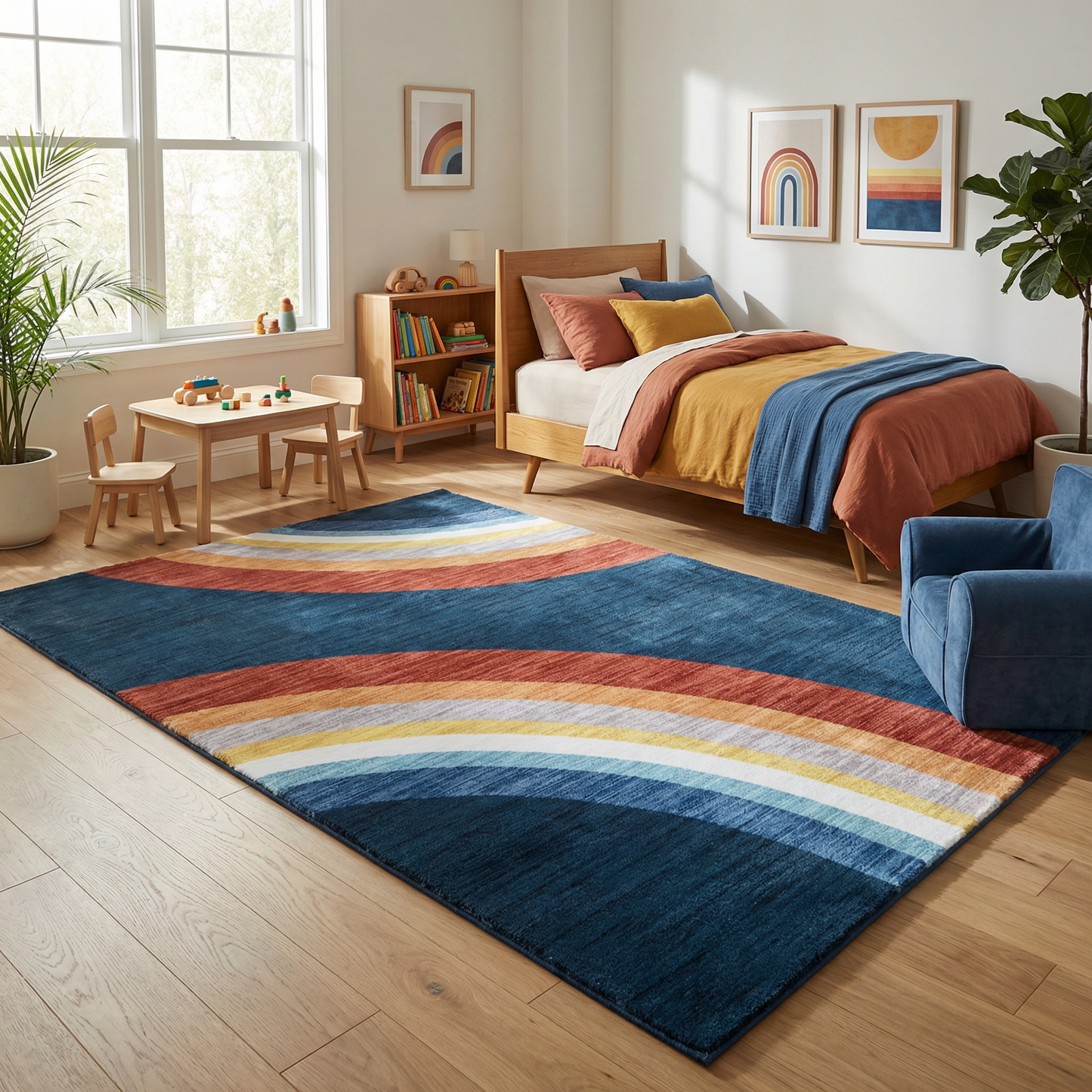 Alfombra de juego Soft Steps Playtime Rainbow, color azul marino