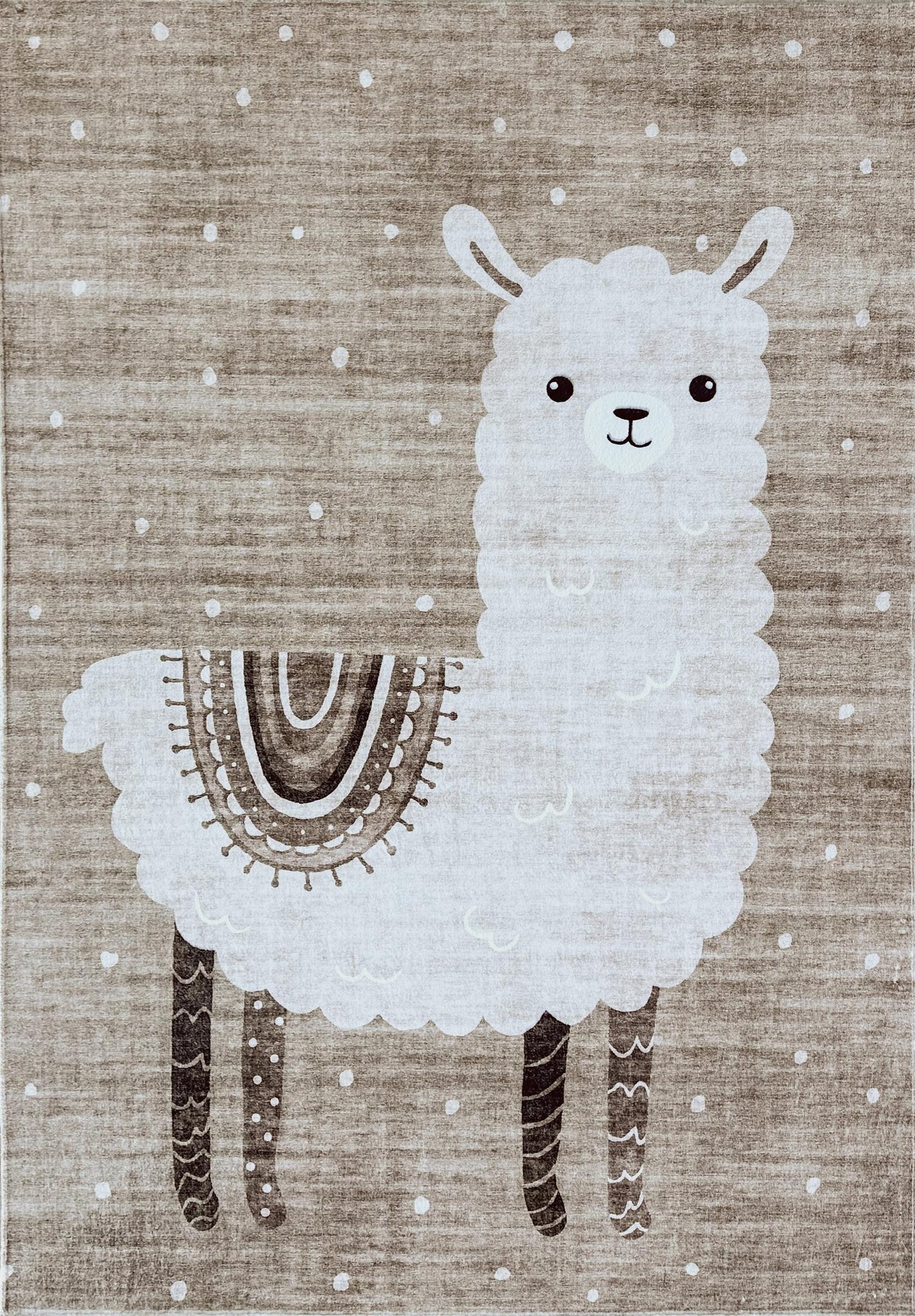 Rowan Lama Animal Theme Beige and White Kids Area Rug