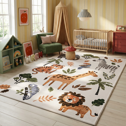 Tapete de juego Soft Steps con dibujos de animales, educativo y de aprendizaje, color blanco suave
