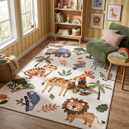 Tapete de juego Soft Steps con dibujos de animales, educativo y de aprendizaje, color blanco suave