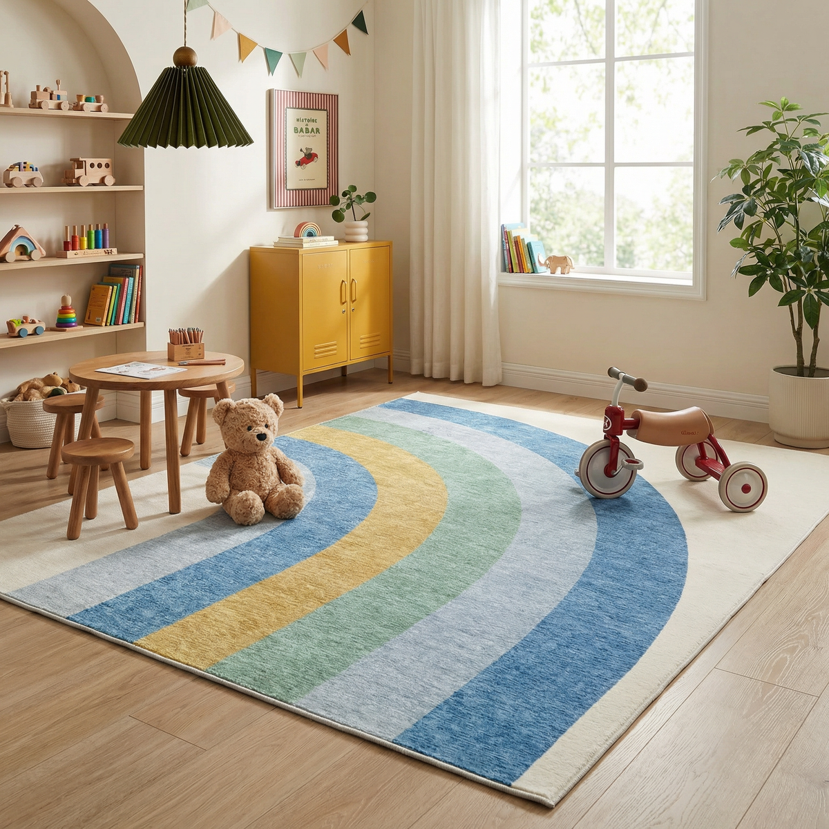 Alfombra Skye Rainbow Azul Marfil para Habitación Infantil