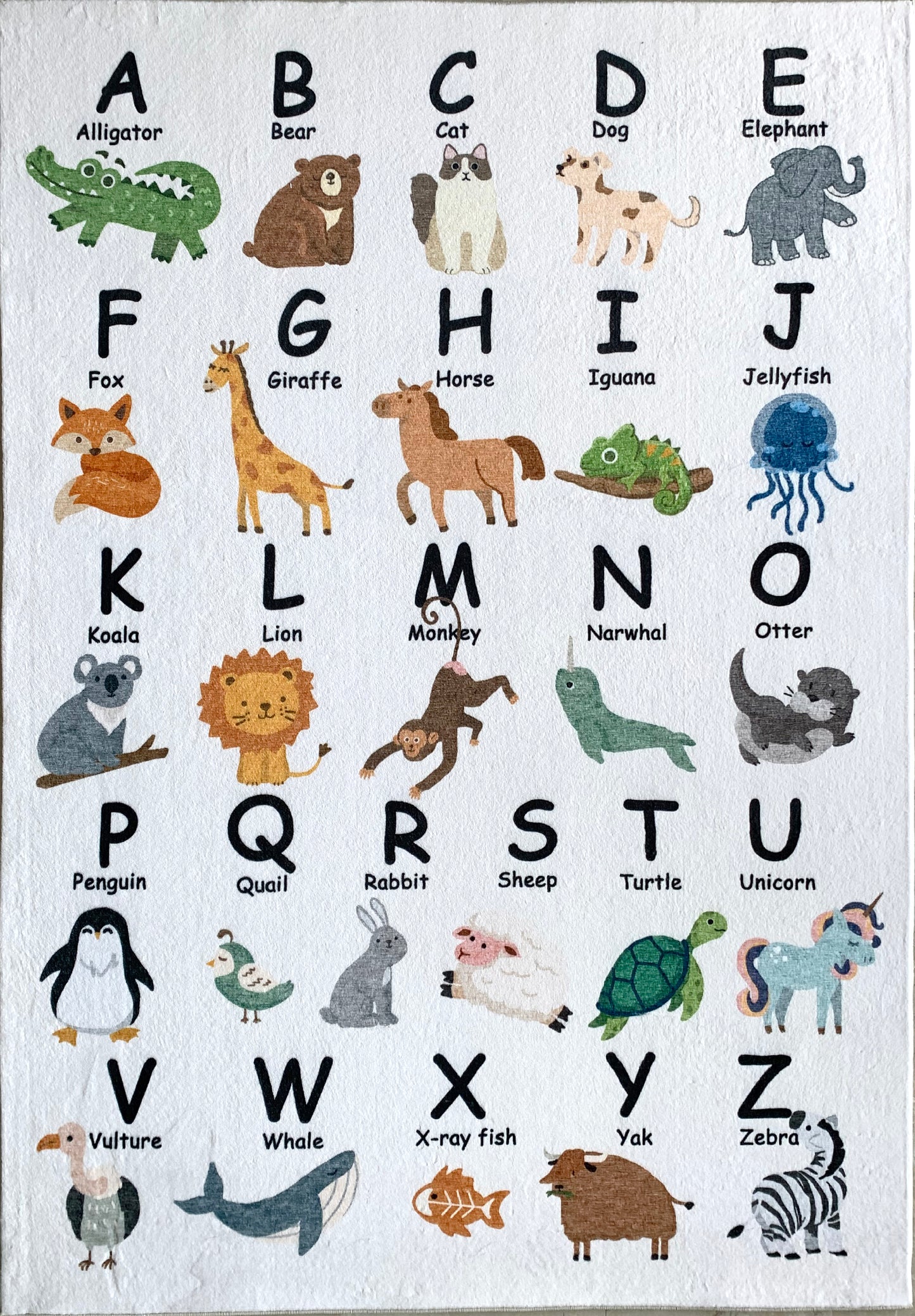 Tapete de juego con alfabeto de animales Soft Steps, alfombra blanca suave para aprendizaje educativo