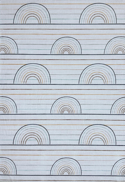 Lino Rainbow Modern Blue and Pink Indoor Rug