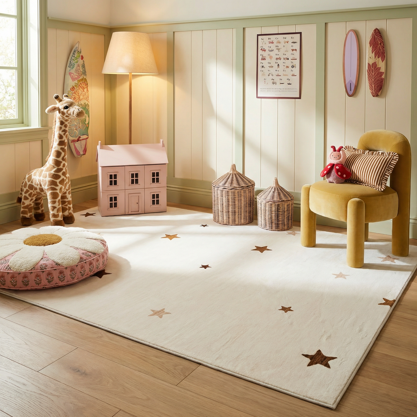 Alfombra de juego Soft Steps Playtime Stars color crema suave