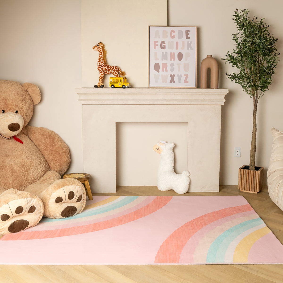 Alfombra de interior moderna Marlow Rainbow rosa