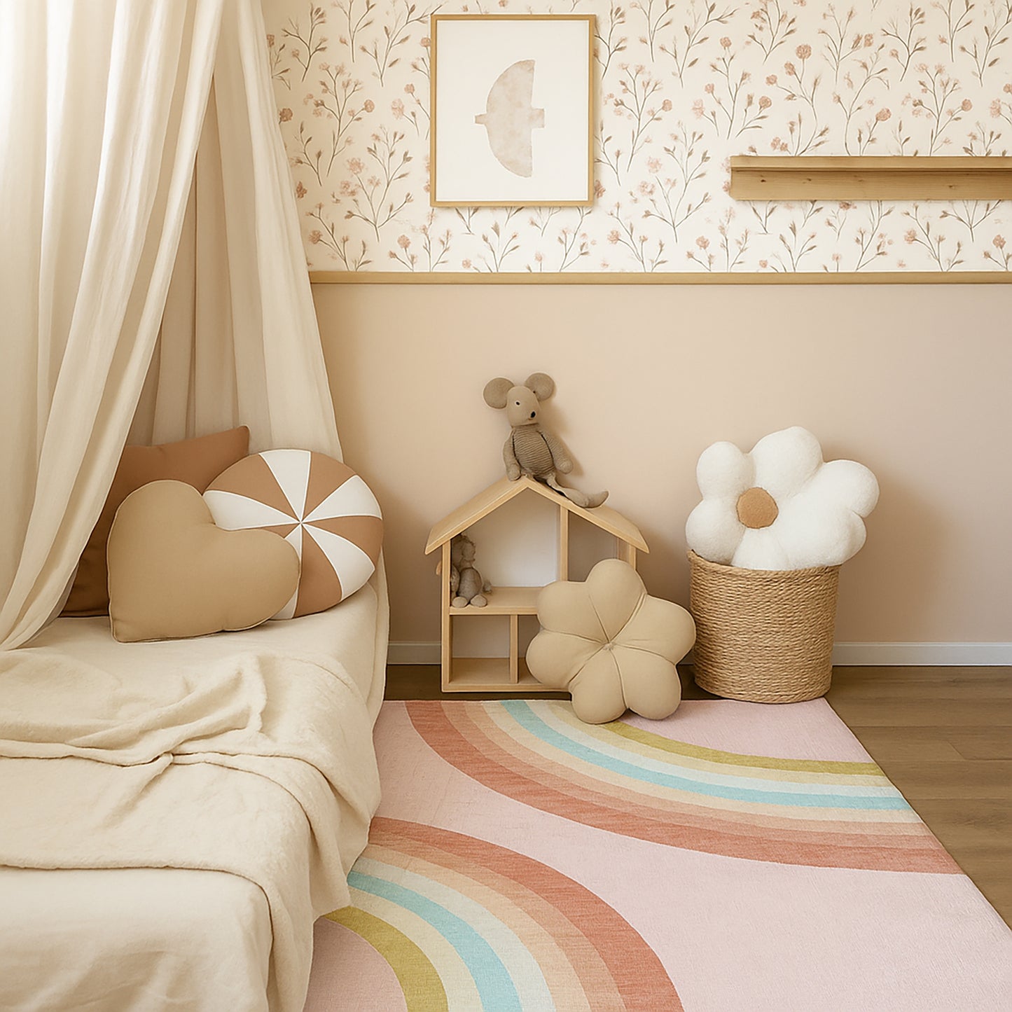 Marlow Rainbow Modern Pink Indoor Rug