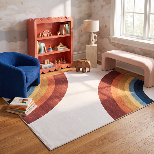 Marlow Rainbow Modern White Indoor Rug