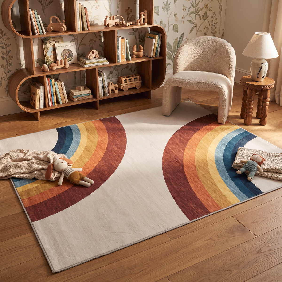 Marlow Rainbow Modern White Indoor Rug