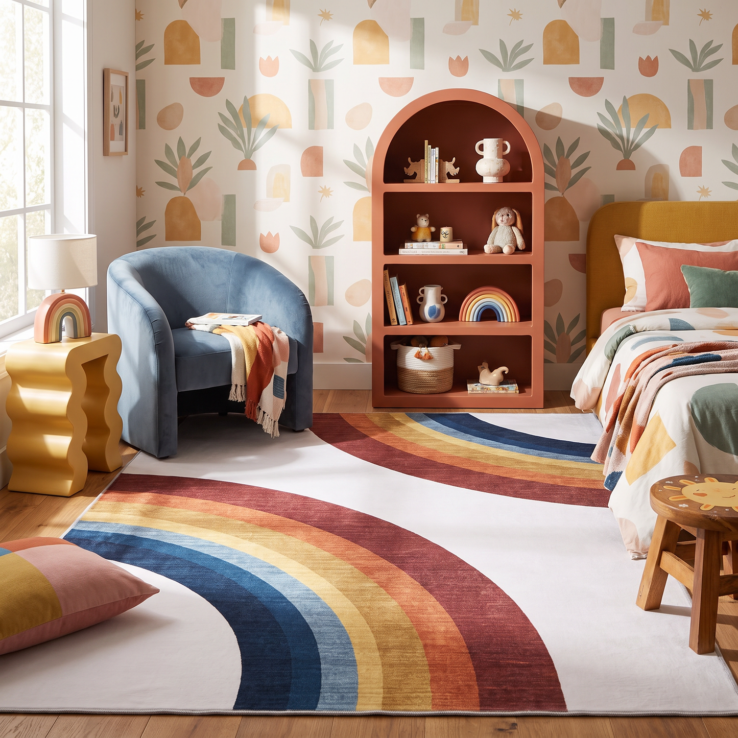 Marlow Rainbow Modern White Indoor Rug