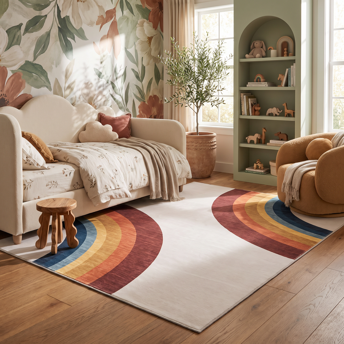 Marlow Rainbow Modern White Indoor Rug