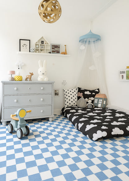 Jaque Checkered Modern Blue and White Indoor Rug