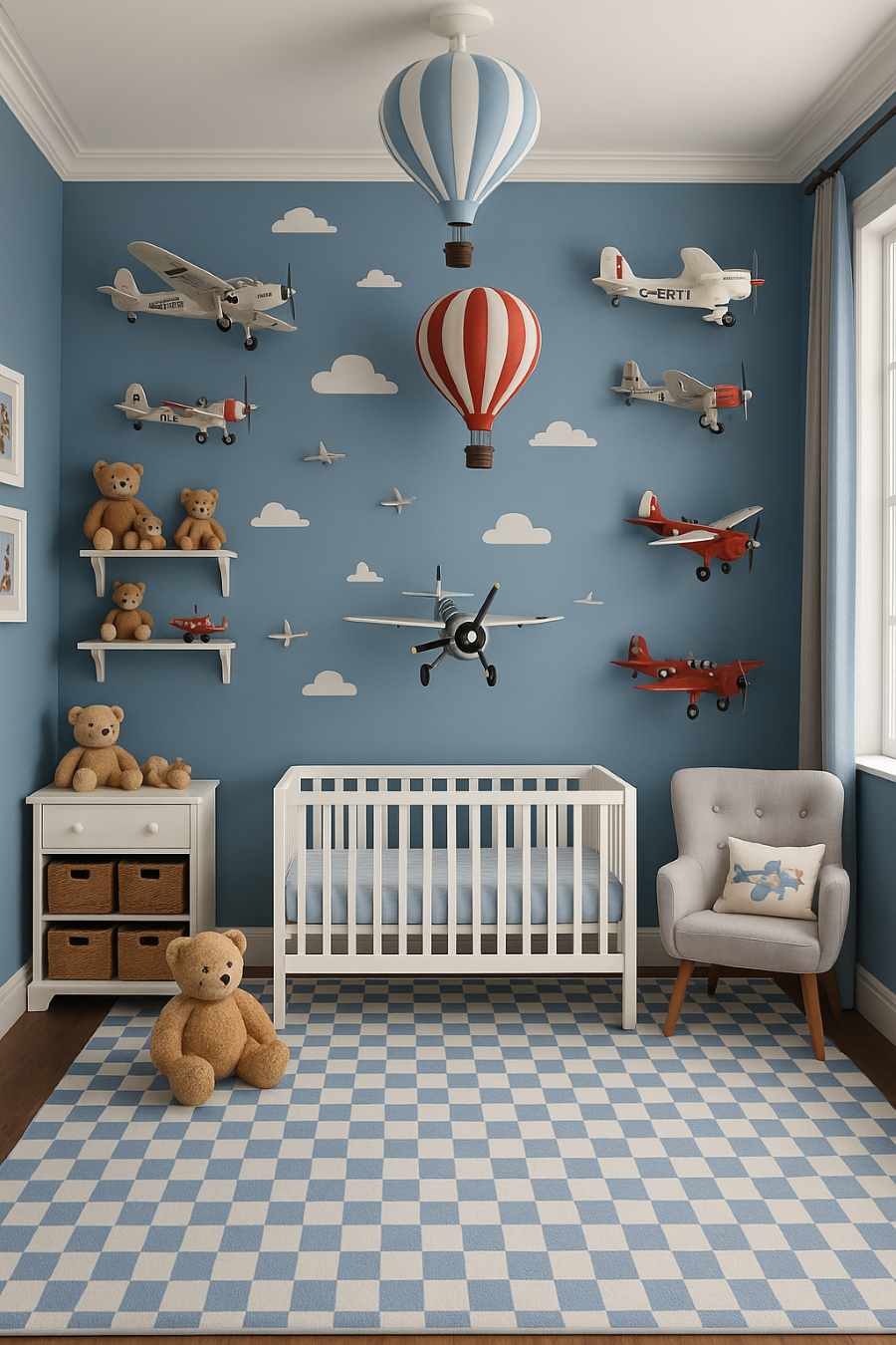 Jaque Checkered Modern Blue and White Indoor Rug