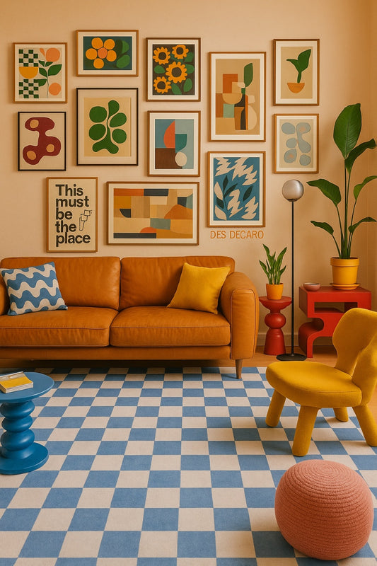 Jaque Checkered Modern Blue and White Indoor Rug