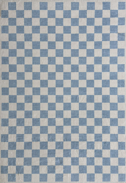 Jaque Checkered Modern Blue and White Indoor Rug