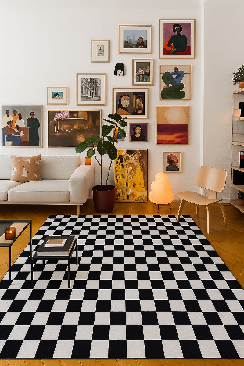 Jaque Checkered Modern Black and White Indoor Rug