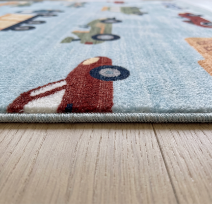 Alfombra de área para niños gris azul con diseño de mapa de Haven City