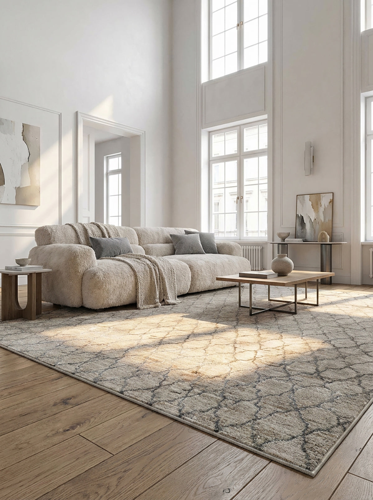 Tapis beige bohème marocain Melo