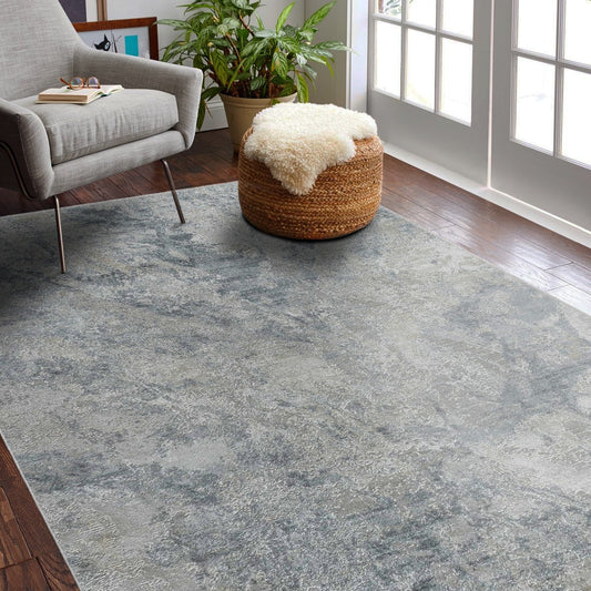 Arden Abstract Contemporary Blue and Grey Indoor Rug