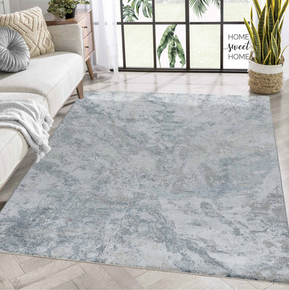 Arden Abstract Contemporary Blue and Grey Indoor Rug