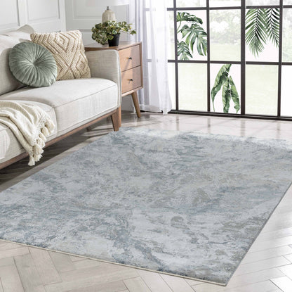 Arden Abstract Contemporary Blue and Grey Indoor Rug