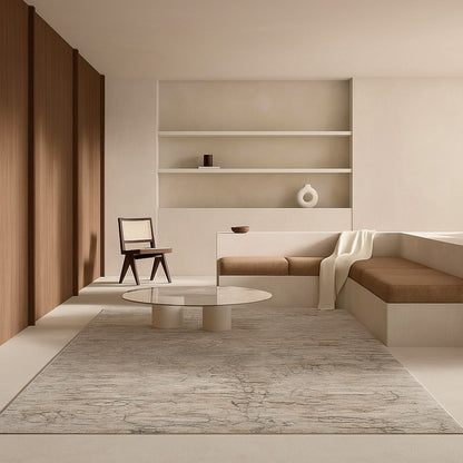 Elio Abstract Distressed Contemporary Beige and Brown Indoor Rug