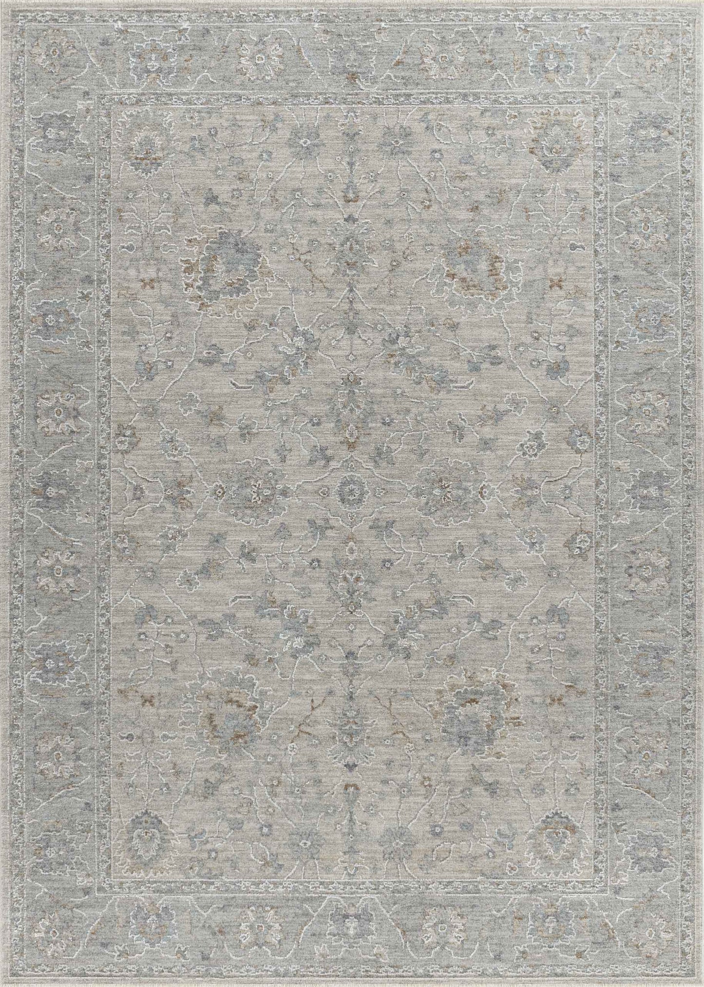Safiya Floral Medallion Traditional Cream and Grey Indoor Rug