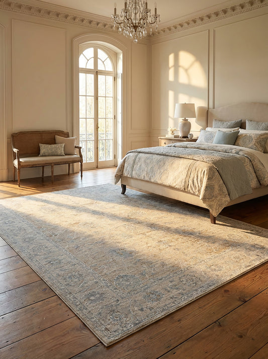 Safiya Floral Medallion Traditional Gold and Beige Indoor Rug