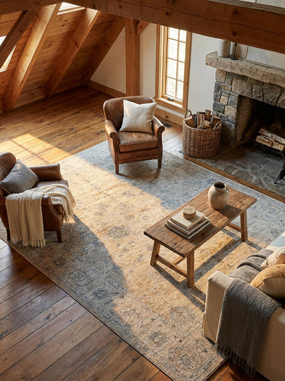 Safiya Floral Medallion Traditional Gold and Beige Indoor Rug