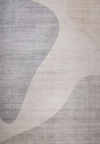 Evara Abstract Contemporary Beige and Brown Indoor Rug-1