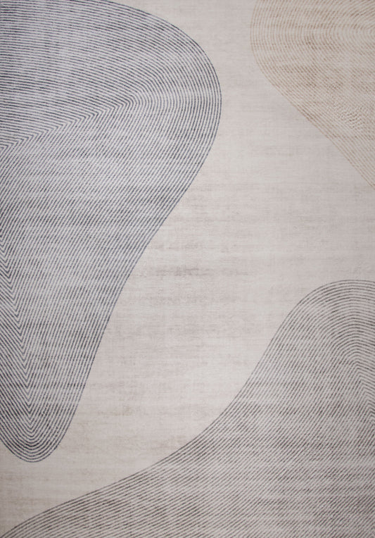 Evara Abstract Contemporary Beige and Brown Indoor Rug-1