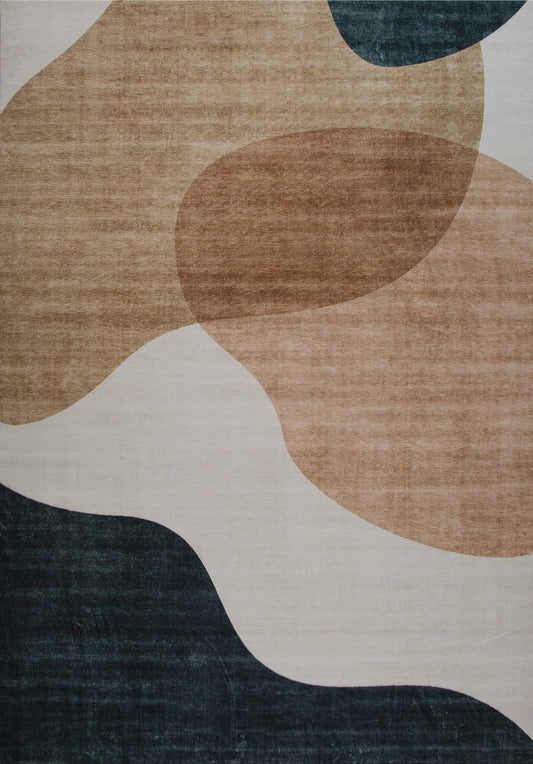 Calma Abstract Contemporary Cream and Green Indoor Rug-1