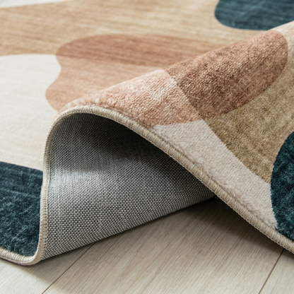 Calma Abstract Contemporary Cream and Green Indoor Rug-6