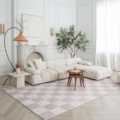 Eclipse Checkered Geometric Beige Rug