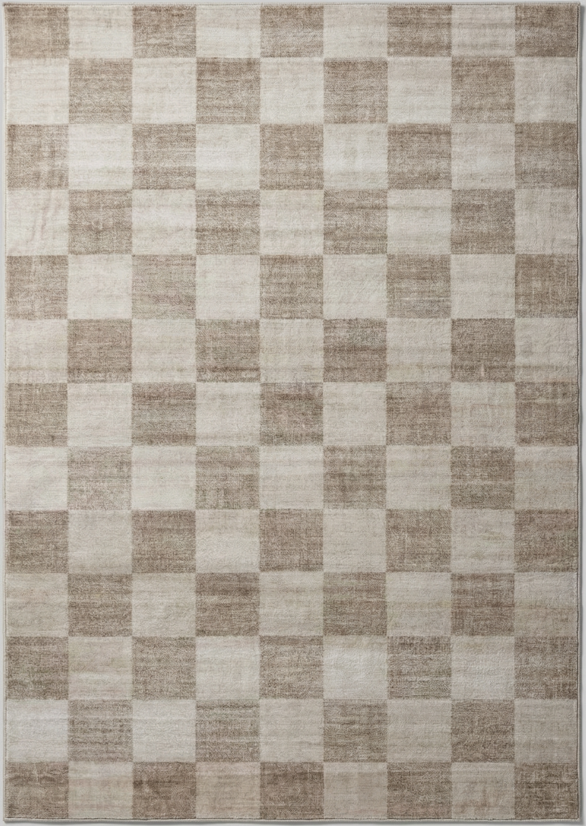 Emil Checkered Contemporary Beige and Brown Indoor Rug