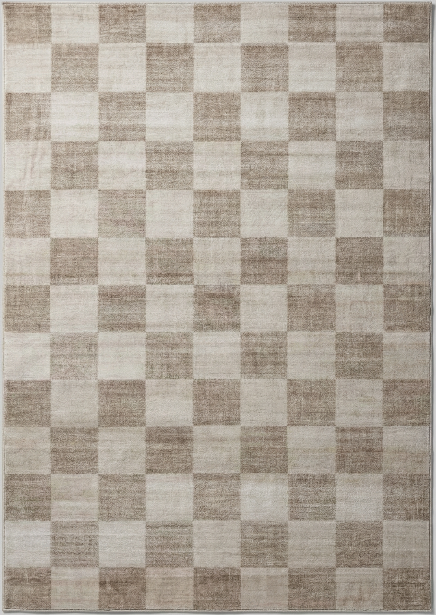 Emil Checkered Contemporary Beige and Brown Indoor Rug-1