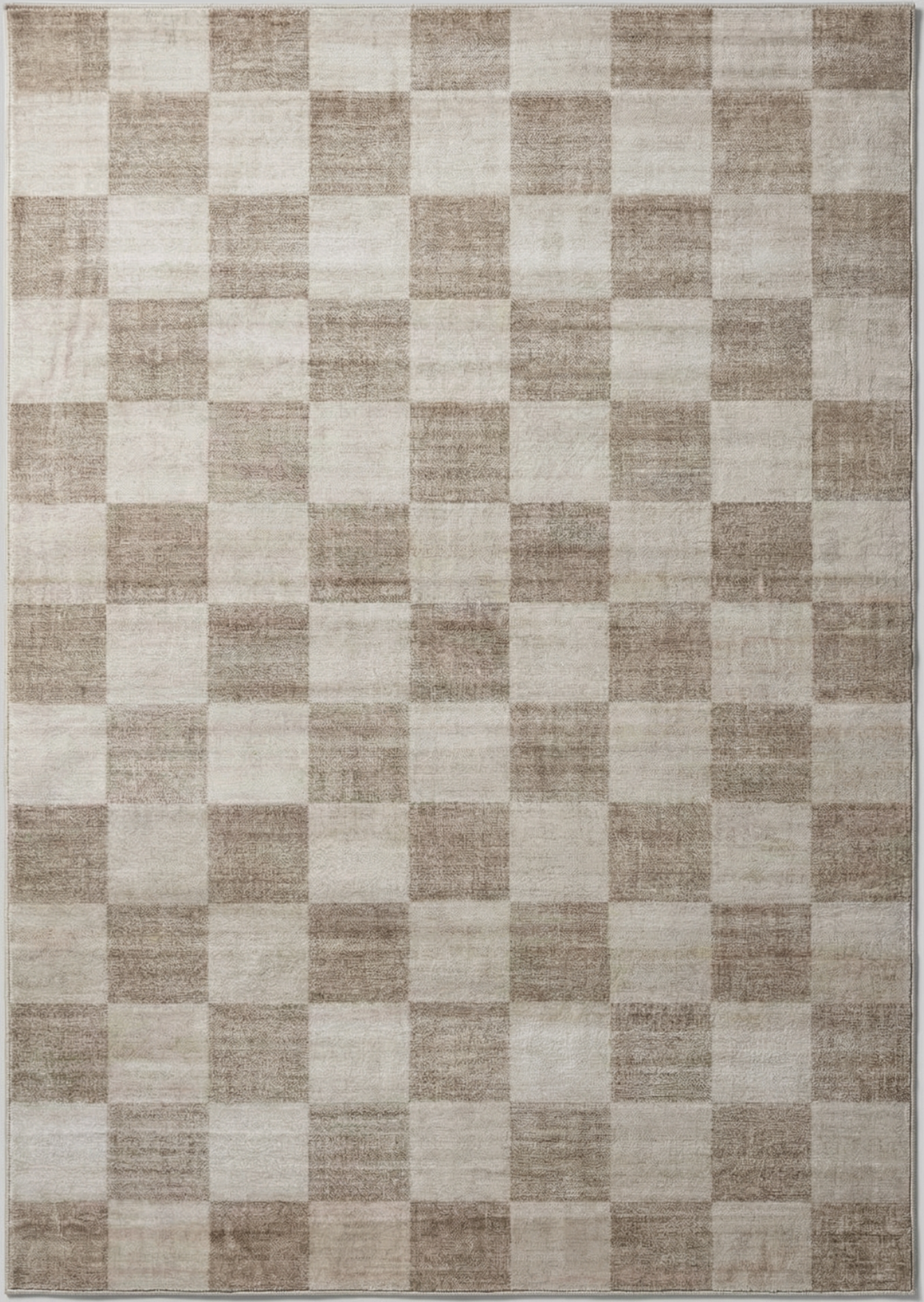 Emil Checkered Contemporary Beige and Brown Indoor Rug-1