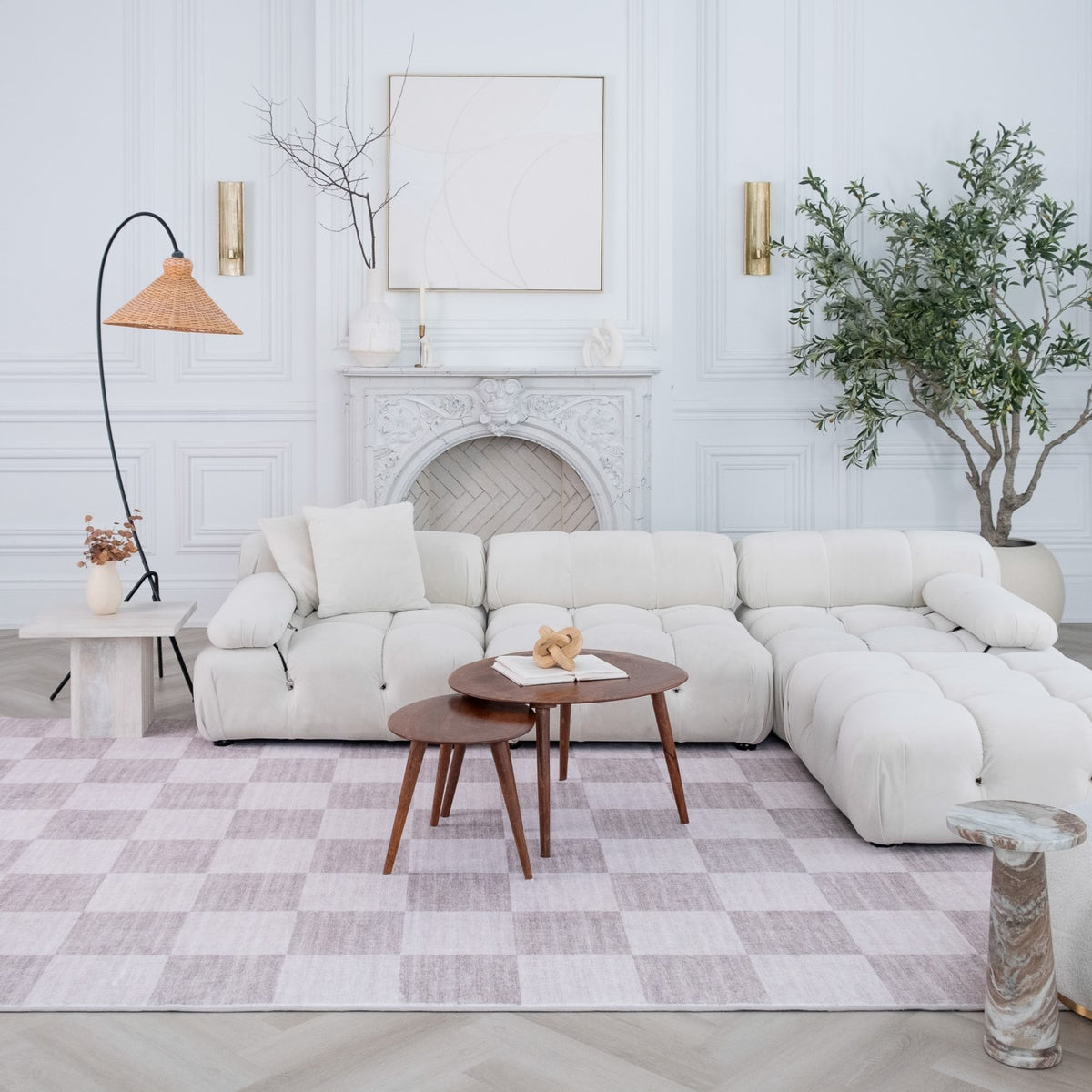 Emil Checkered Contemporary Beige and Brown Indoor Rug