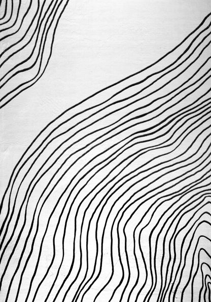 Nami Abstract Line Contemporary White and Black Indoor Rug-7