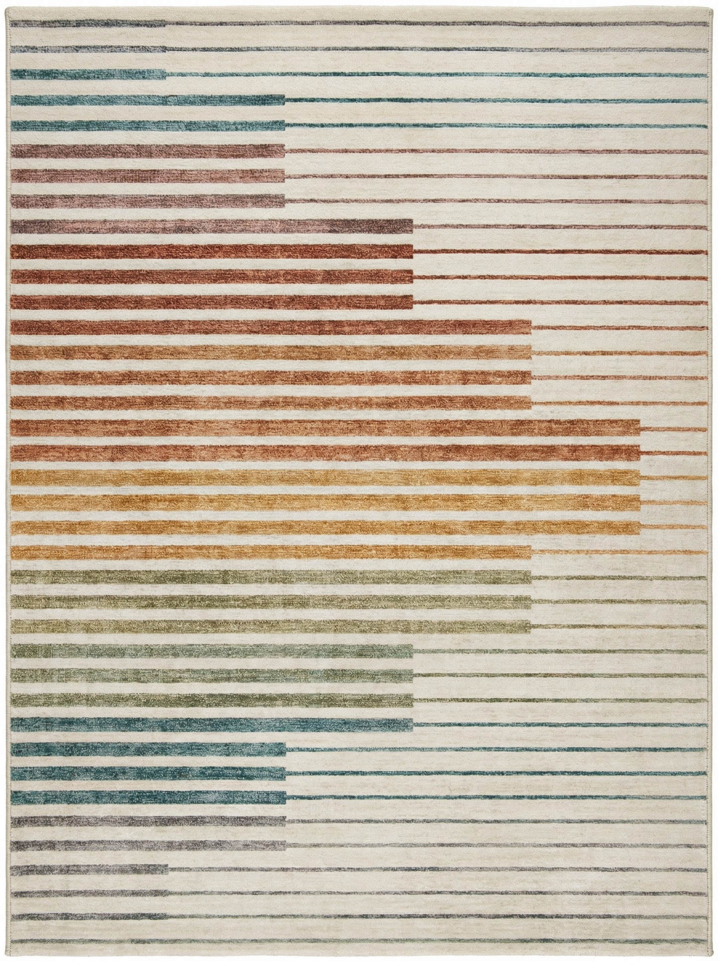 Elias Abstract Striped Contemporary White and Beige Indoor Rug-6