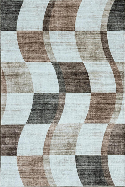 Theo Checkered Contemporary Brown and Beige Indoor Rug-3