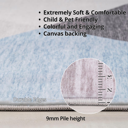 Luca Abstract Mid-Century Modern Blue and Grey Indoor Rug