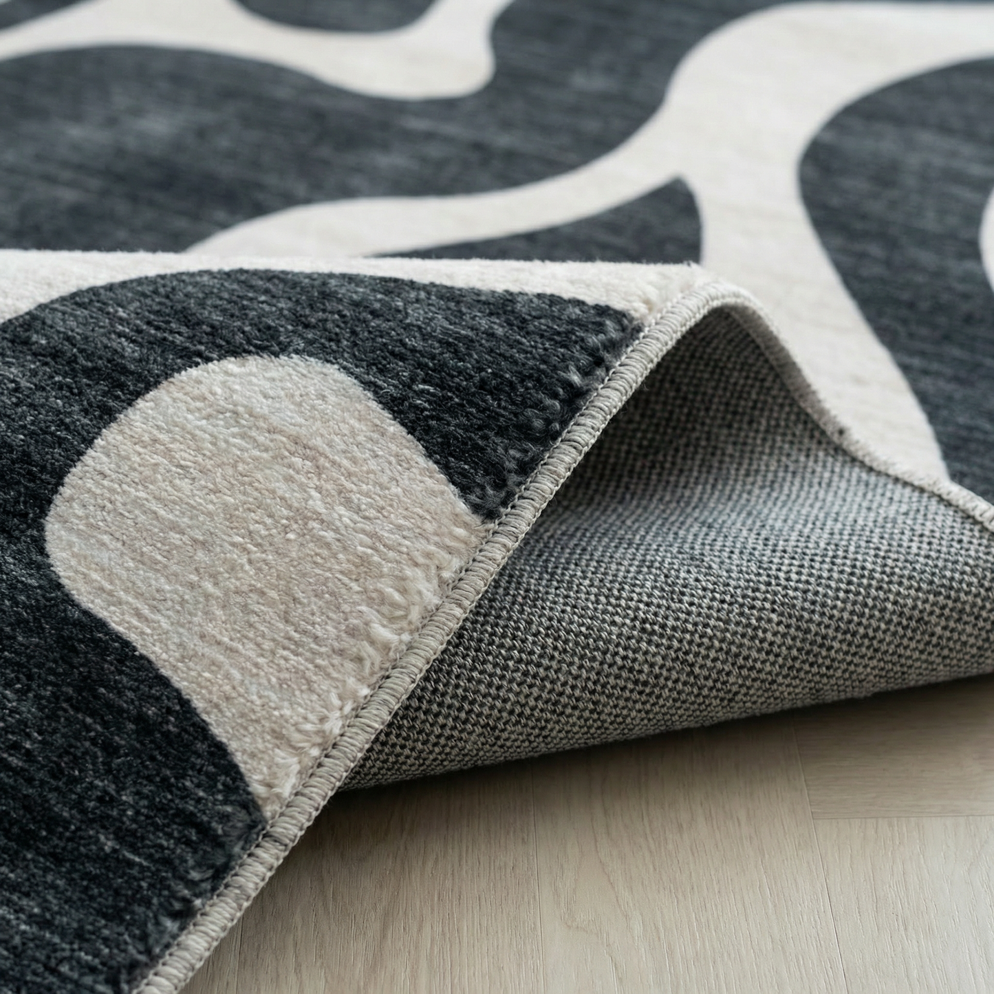 Elliot Abstract Wave Contemporary Black and White Indoor Rug-7