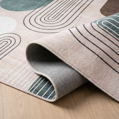 Arlo Abstract Mid-Century Modern Beige and Green Indoor Rug-8