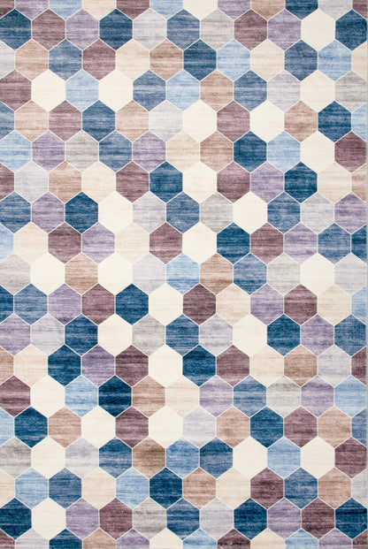 Eclipse Checkered Geometric Purple Rug