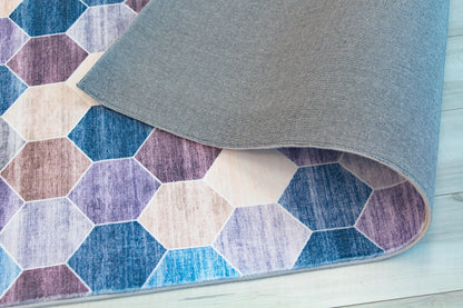 Eclipse Checkered Geometric Purple Rug