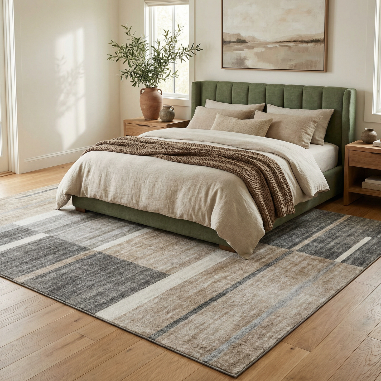 Milan Geometric Contemporary Brown and Grey Indoor Rug-4
