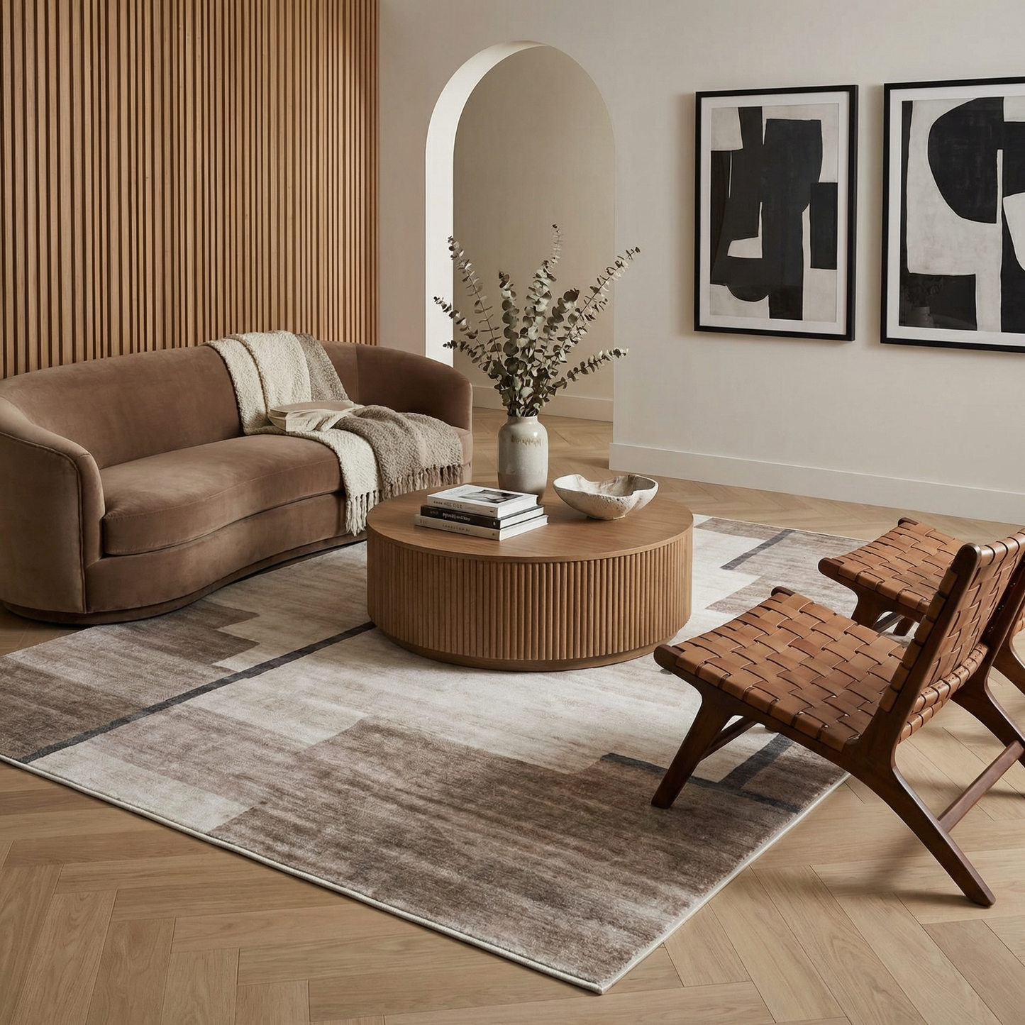Miles Geometric Contemporary Beige and Brown Indoor Rug-4