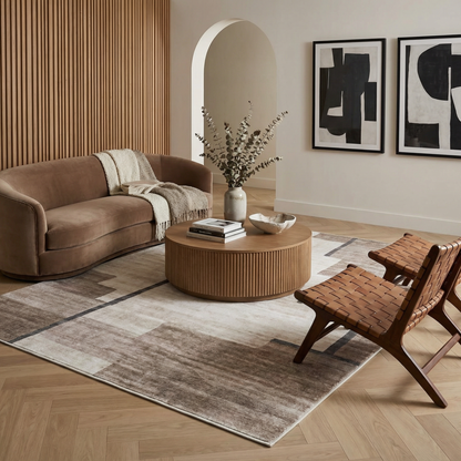 Miles Geometric Contemporary Beige and Brown Indoor Rug-4