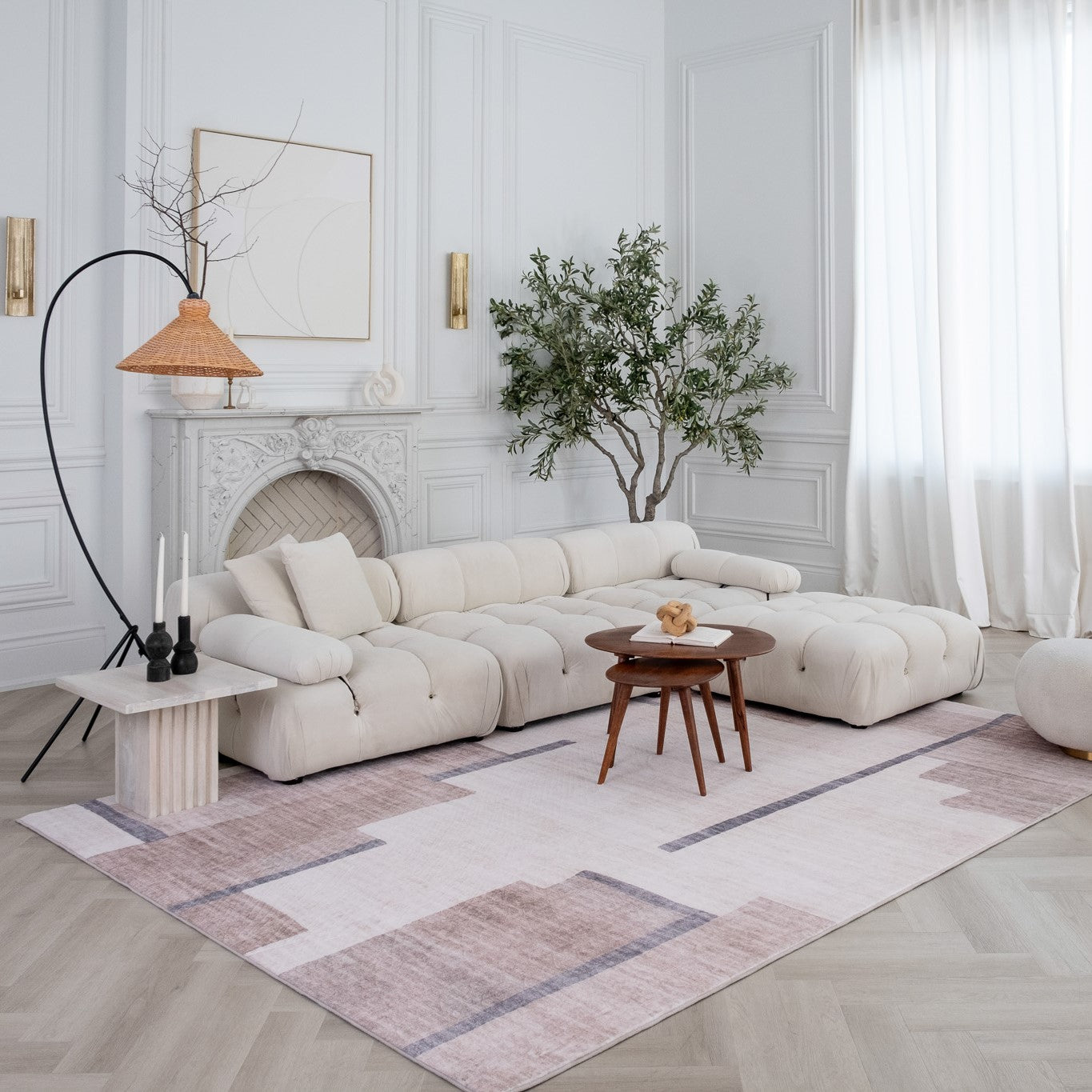 Miles Geometric Contemporary Beige and Brown Indoor Rug-8
