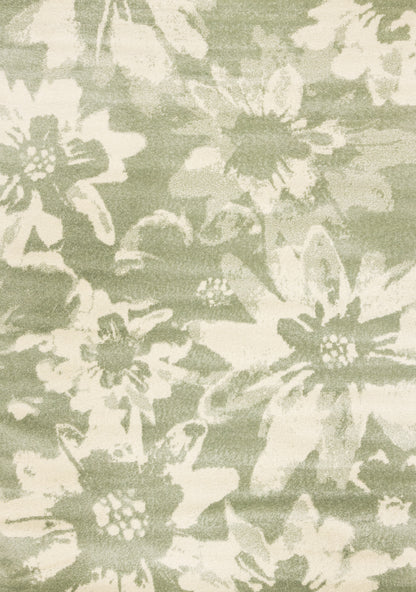 Contemporary Botanical Green Area Rug-1